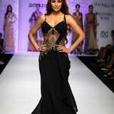 Black & Gold Royal Georgette Gown – As Seen on Malaika Arora