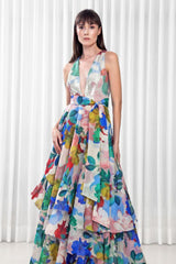Hibiscus layered maxi dress