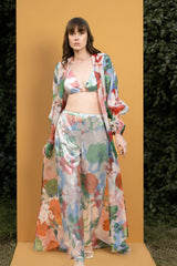 Hibiscus sequins bustier and pants Set