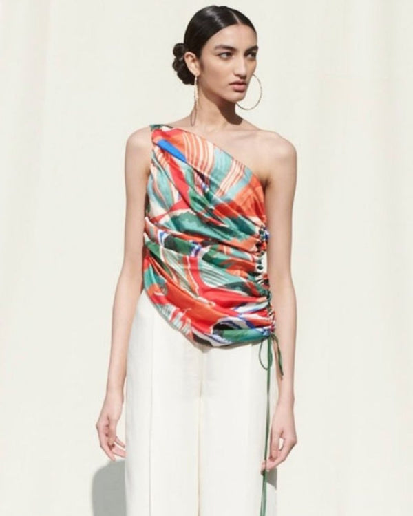 Draped One Shoulder Top With Palazzo