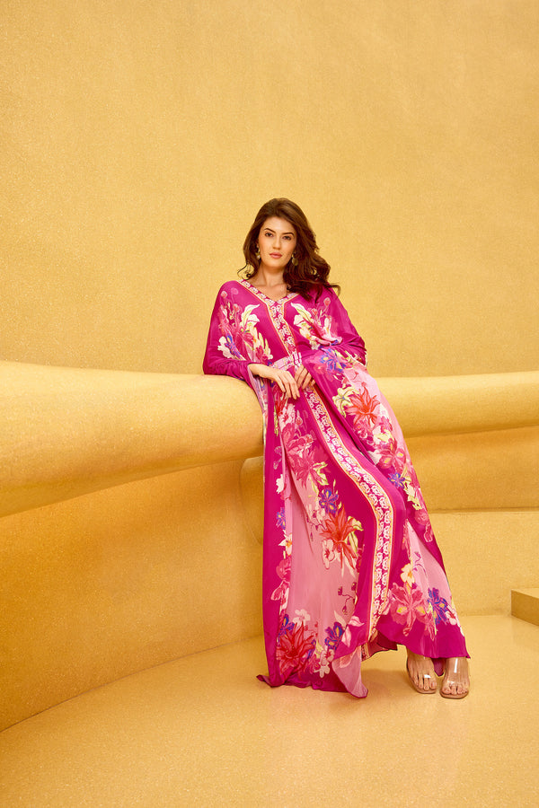Floral Placement Kaftan Dress
