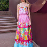 Pink Surge Placement Tiered Maxi Dress