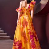 Sunset Radiance Floral Gown
