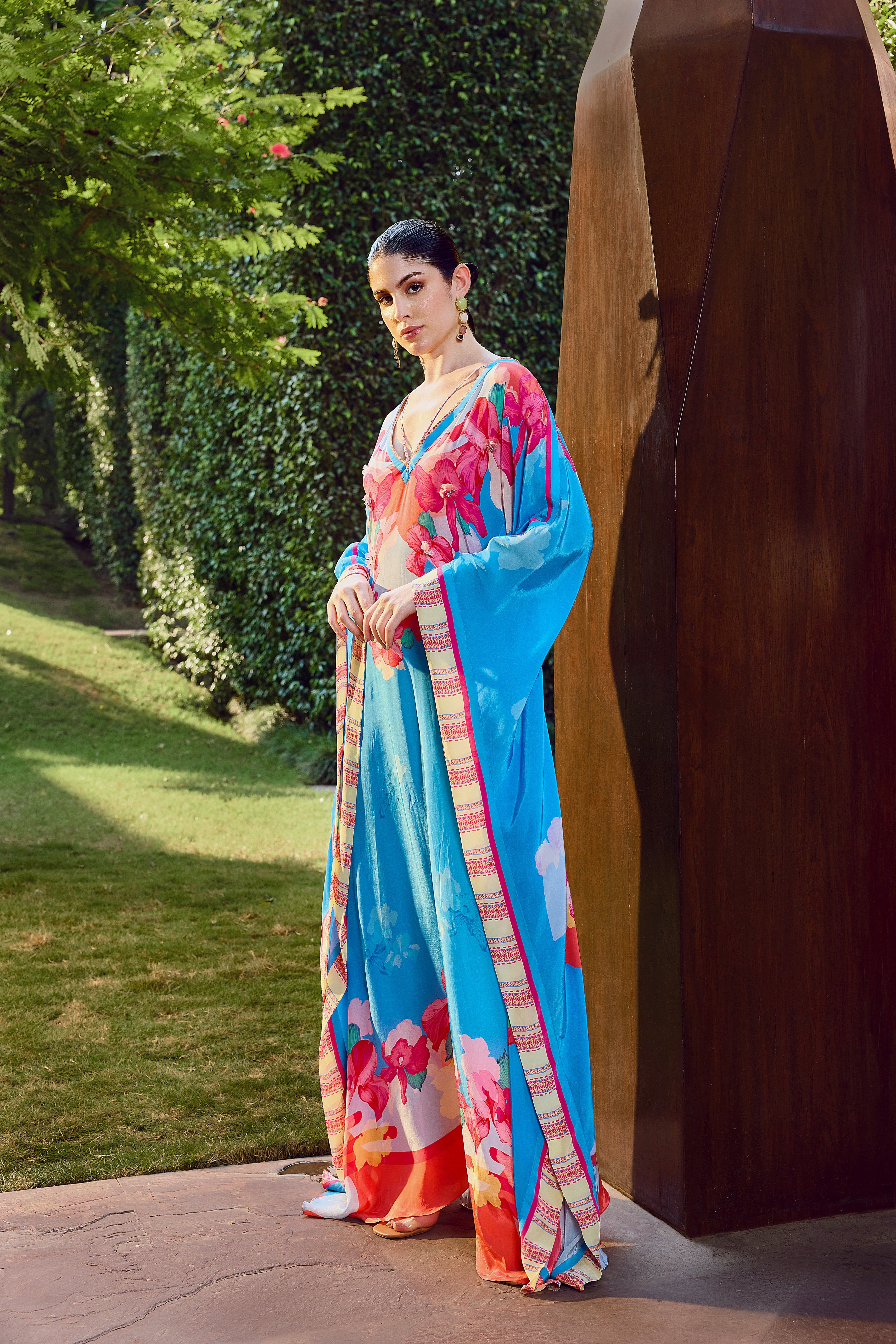 Blue Azure Bloom Kaftan