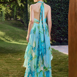 Vacay High-Low Halter Neck Maxi Dress