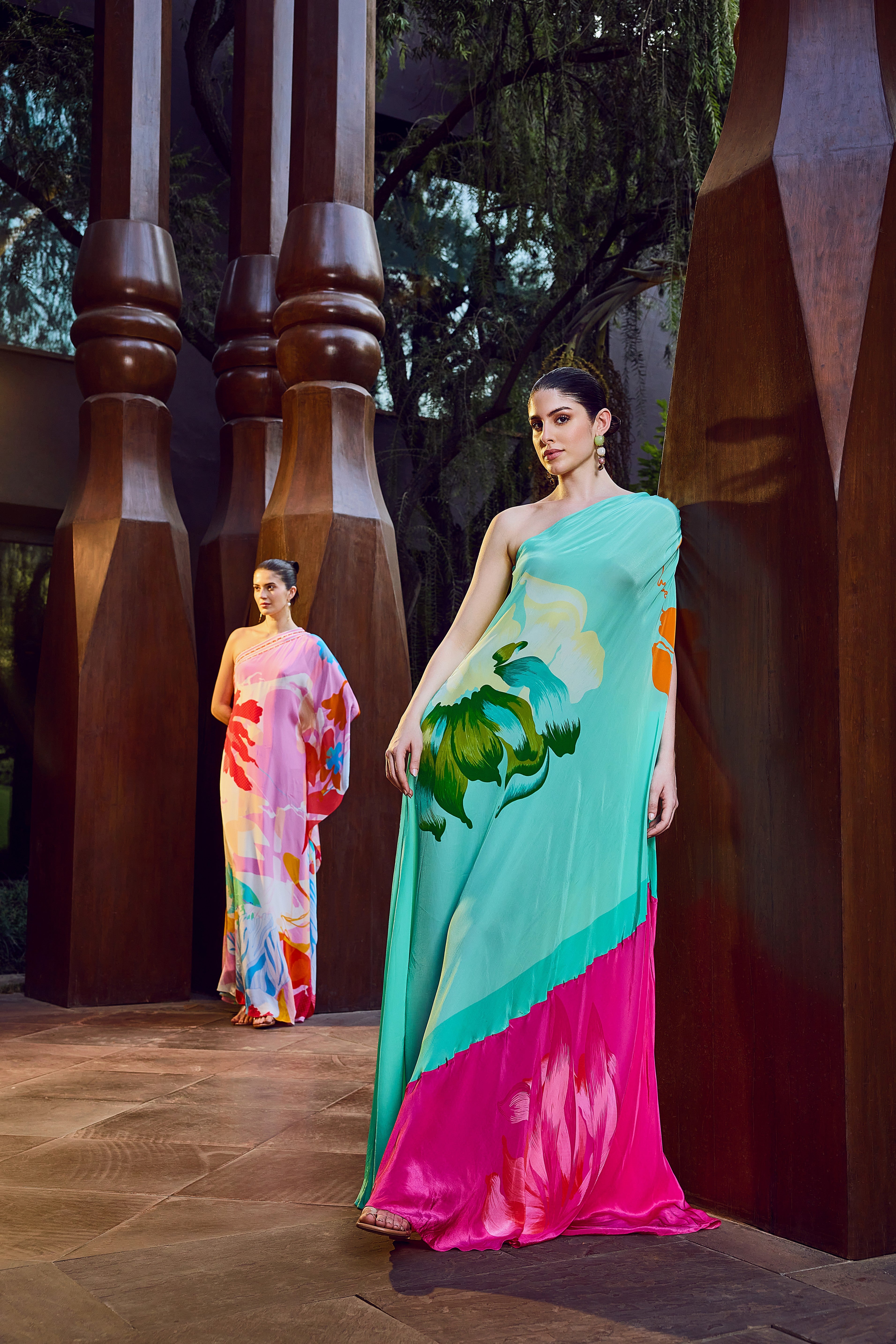 Paradise Hues One-Shoulder Kaftan