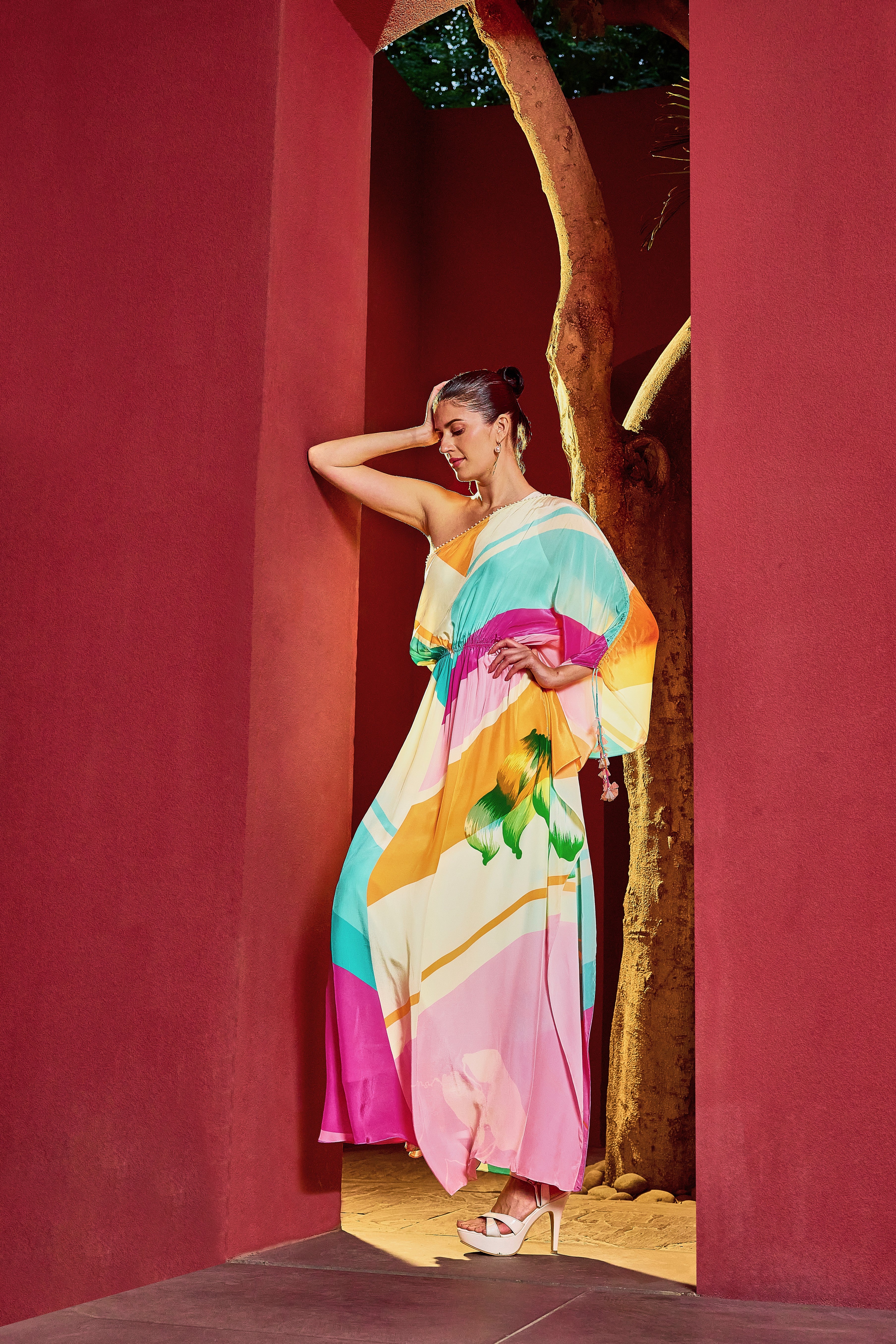 Multi Lane One-Shoulder Kaftan