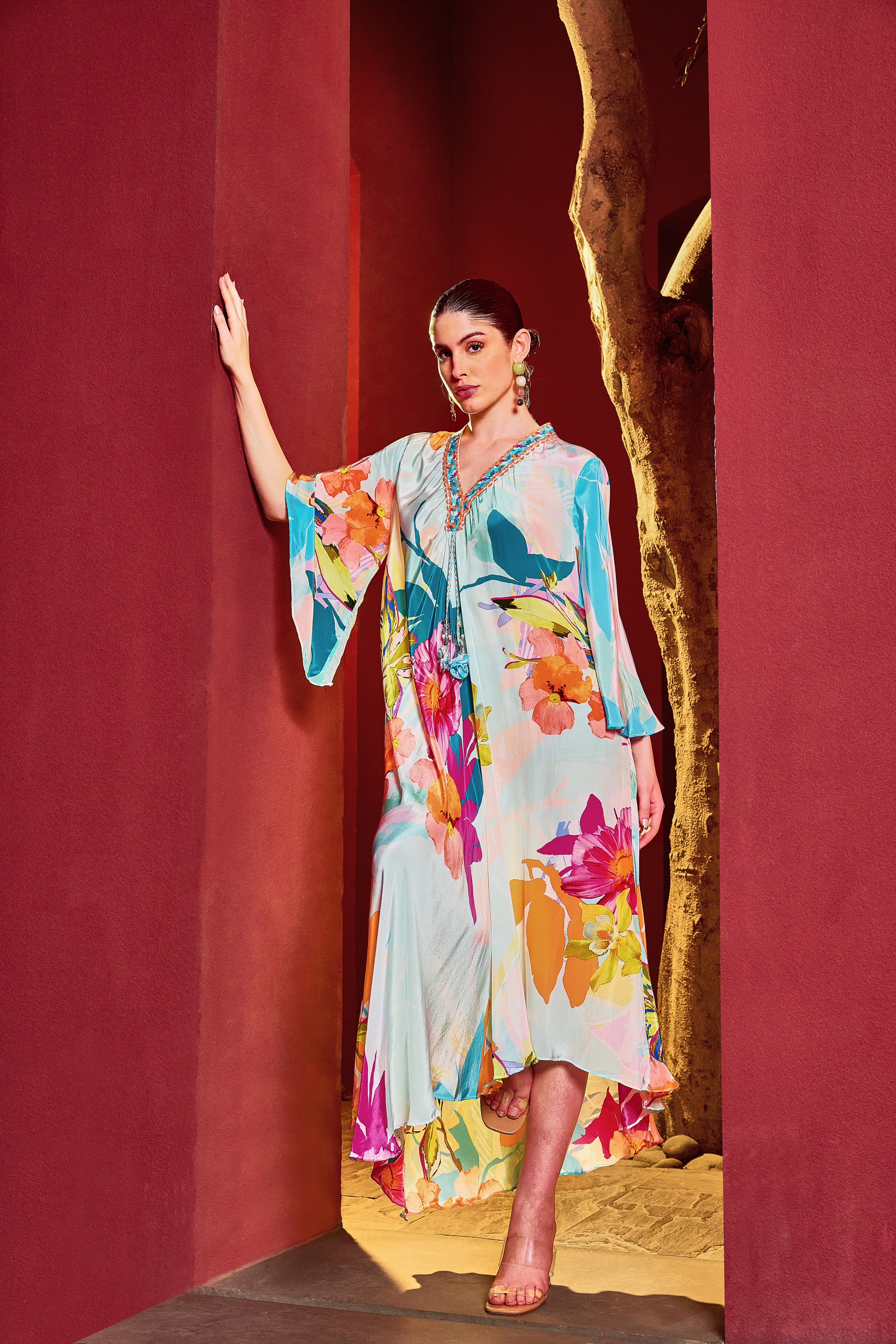 Sky Asymmetrical Kaftan Dress