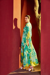 Green Hues Kaftan Dress