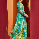 Green Hues Kaftan Dress