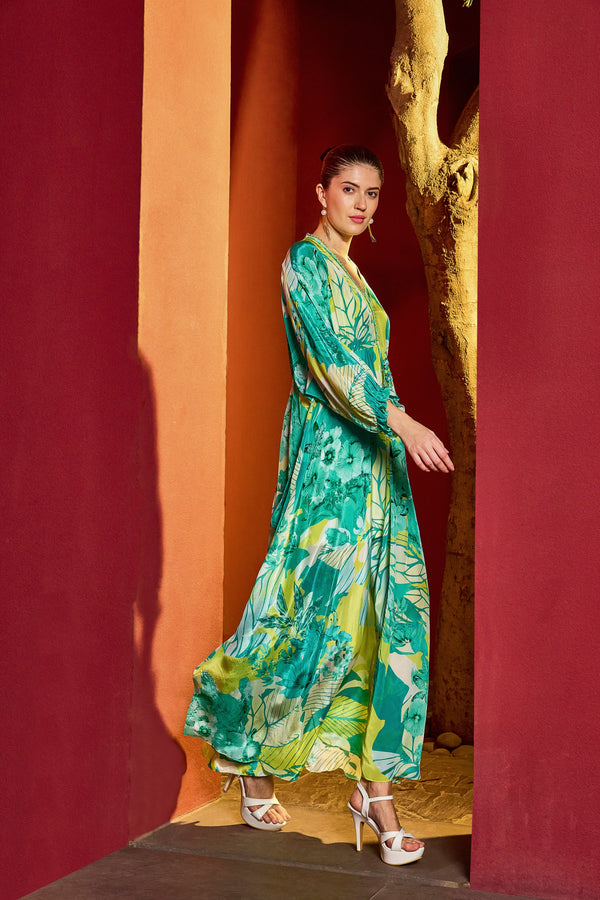 Green Hues Kaftan Dress
