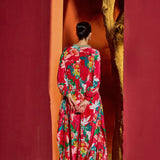 Red Blossom Asymmetrical Kaftan