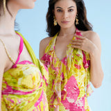 Neon Pink Floral Mini Dress