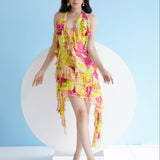 Neon Pink Floral Mini Dress