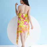 Neon Pink Floral Mini Dress