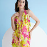 Neon Pink Floral Mini Dress