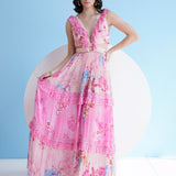 Pink Pastoral Printed Maxi Dress