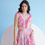 Pink Pastoral Printed Maxi Dress