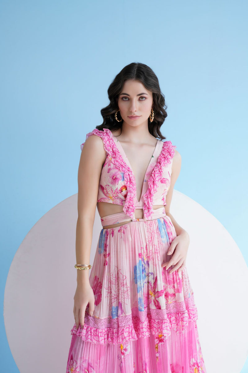 Pink Pastoral Printed Maxi Dress
