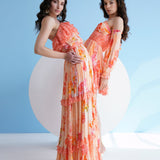 Orange Pastoral Mist Mushroom Mini Dress