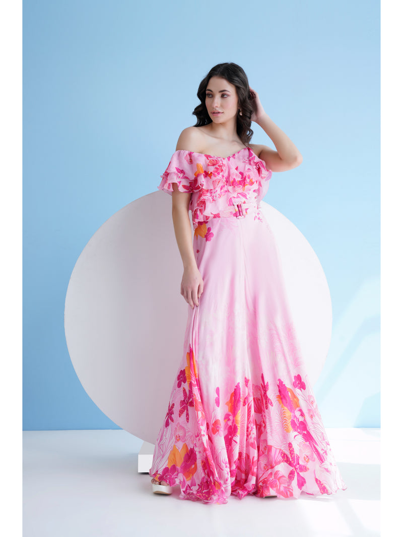 Fuchsia orchid one shoulder jumpsuit