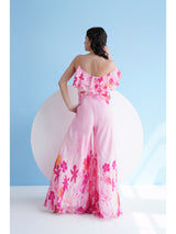 Fuchsia orchid one shoulder jumpsuit