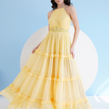 Yellow Halter Neck Maxi Dress
