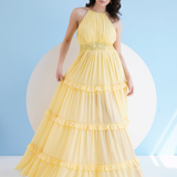 Yellow Halter Neck Maxi Dress