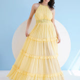 Yellow Halter Neck Maxi Dress