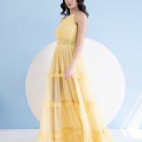Yellow Halter Neck Maxi Dress