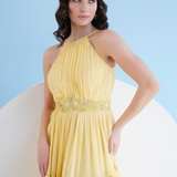 Yellow Halter Neck Maxi Dress