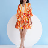 Orange Orchid Short Tiered Mini Dress