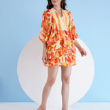 Orange Orchid Short Tiered Mini Dress