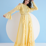 Yellow Maxi Dress With Lace Detailing