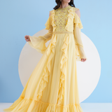 Yellow Maxi Dress With Lace Detailing