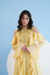 Yellow Maxi Dress With Lace Detailing