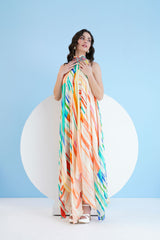 Multi mystic line asymmetric Dress