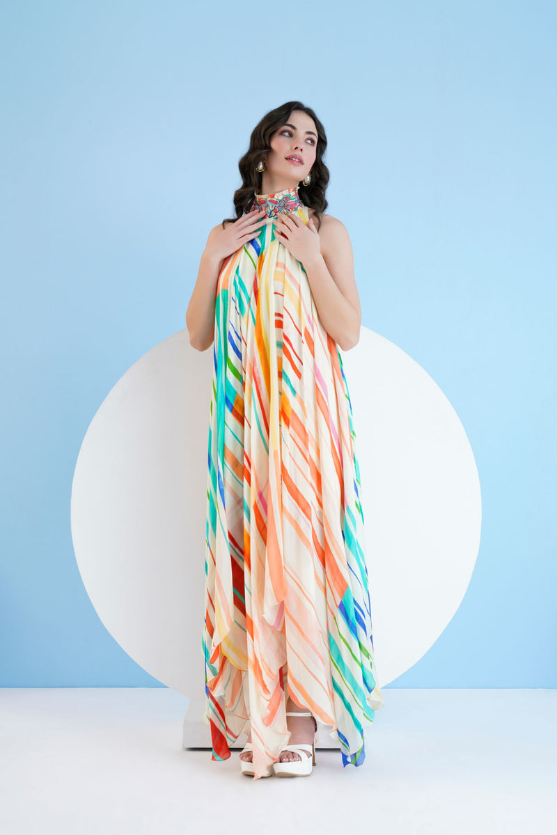 Multi mystic line asymmetric Dress