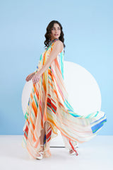Multi mystic line asymmetric Dress