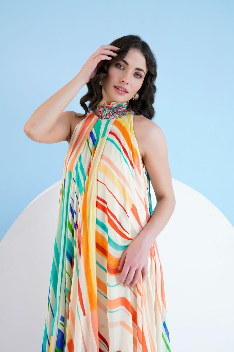 Multi mystic line asymmetric Dress