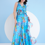 Teal Botanical Jumpsuit