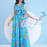 Teal Botanical Jumpsuit