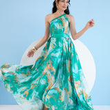 Green Trippy Romance Kaftan Dress
