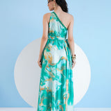 Green Trippy Romance Kaftan Dress
