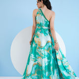 Green Trippy Romance Kaftan Dress