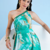 Green Trippy Romance Kaftan Dress