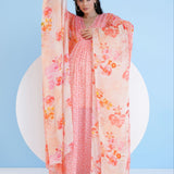 Mushroom and Pastoral Kaftan Dress