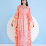 Mushroom and Pastoral Kaftan Dress