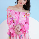 Pink Pastoral Mist Tiered Midi Dress