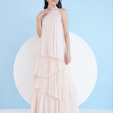 Nude Tiered Maxi Dress